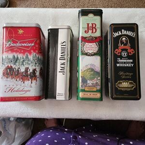 Vintage Mixed Brands Budweiser Jack Daniel's J&B Bundle Of 4 Collectible Tins